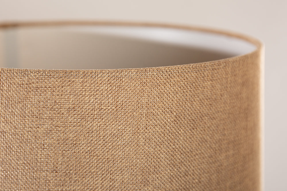 Tischleuchte HARMONY NATURE 50cm Teakholz Leinenschirm beige