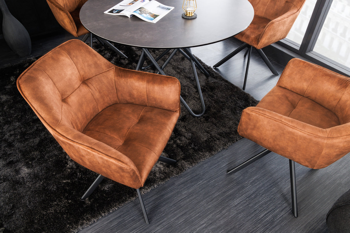 Drehstuhl LOFT 180° mit Armlehnen Samt kupferbraun