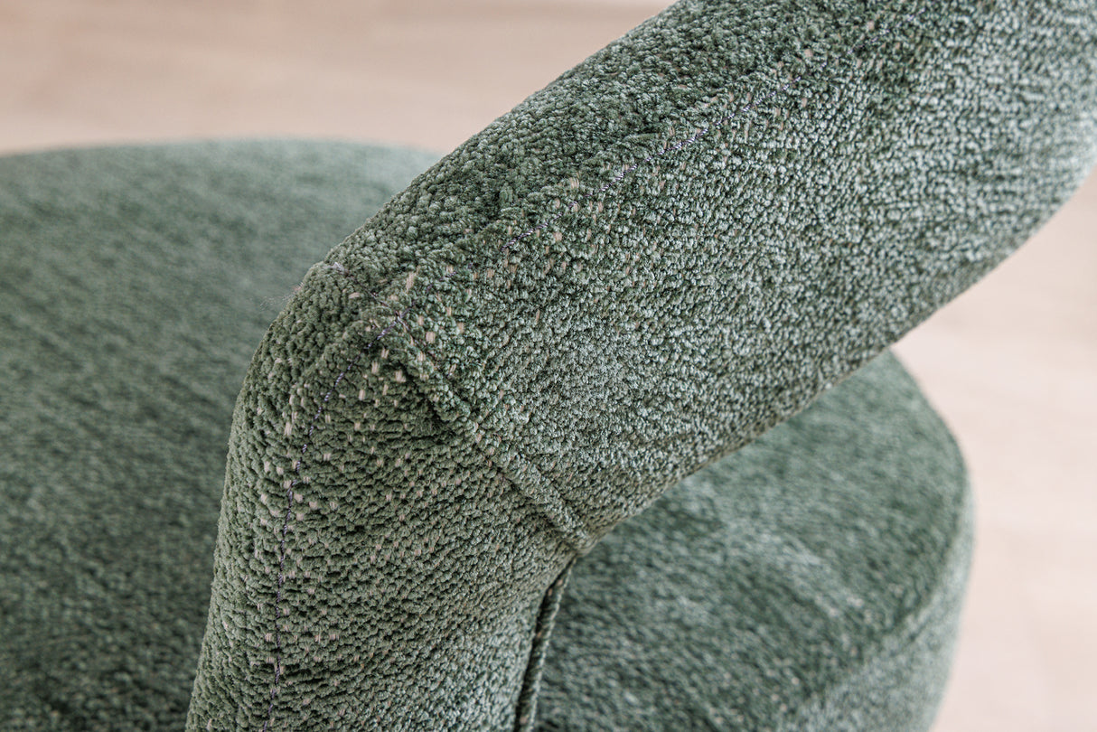 Chair BOUTIQUE green textured fabric w/ champagne golden legs