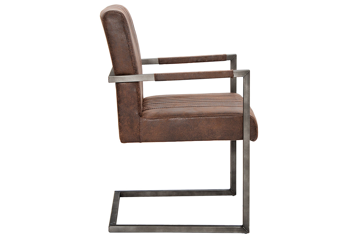 Cantilever chair BIG ASTON with armrests microfibre vintage brown
