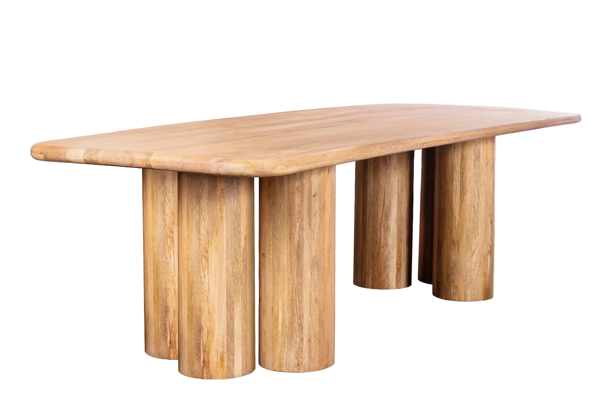 Esstisch im Art-déco-Stil, 240 cm, Mangoholz, natur