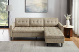 Ecksofa STOCKHOLM 220cm 3-Sitzer Federkern Strukturstoff beige