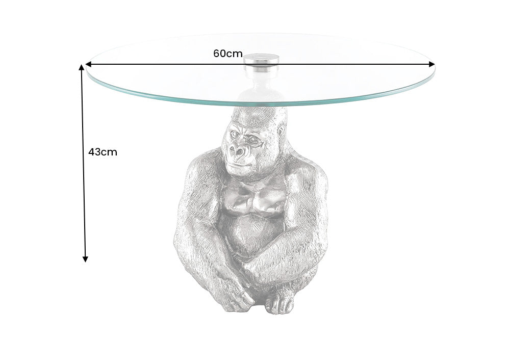 Coffee table KONG 60cm silver safety glass