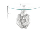 Coffee table KONG 60cm silver safety glass