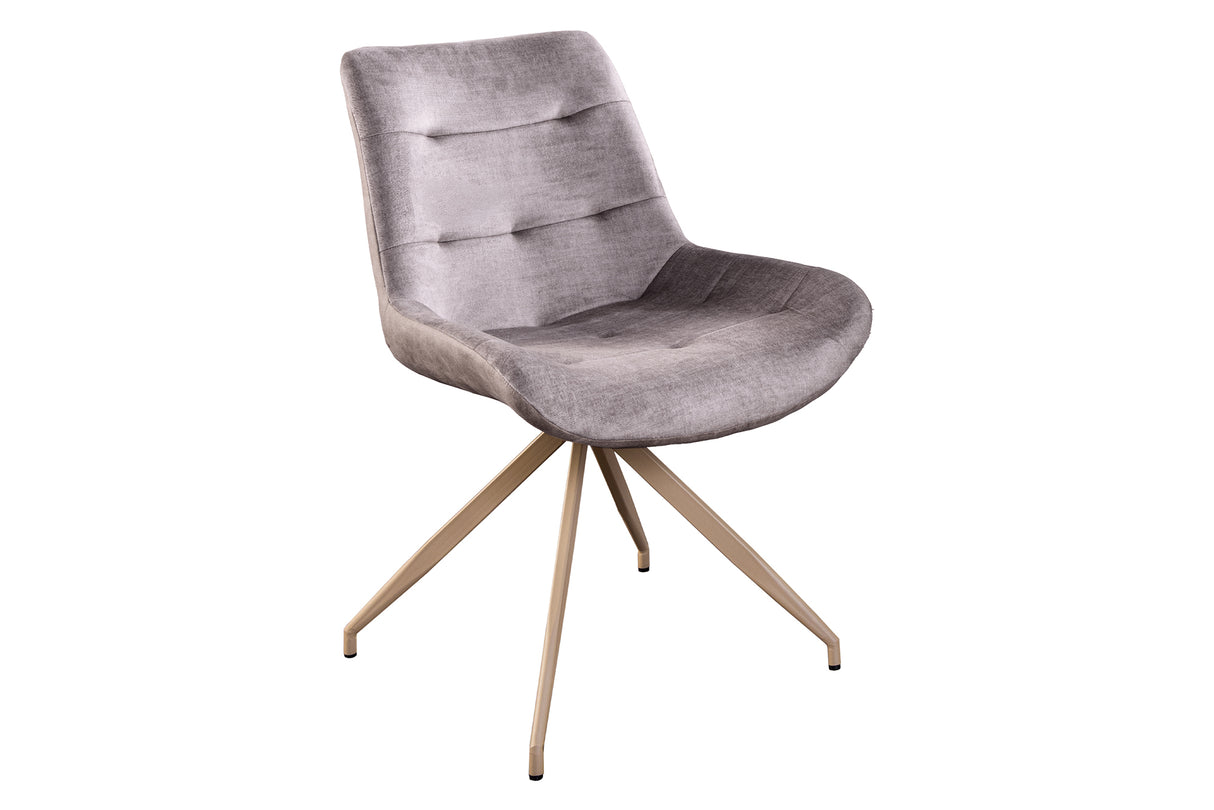 Stuhl DIVANI Retro-Stil Samt Mikrofaser Taupe Beige