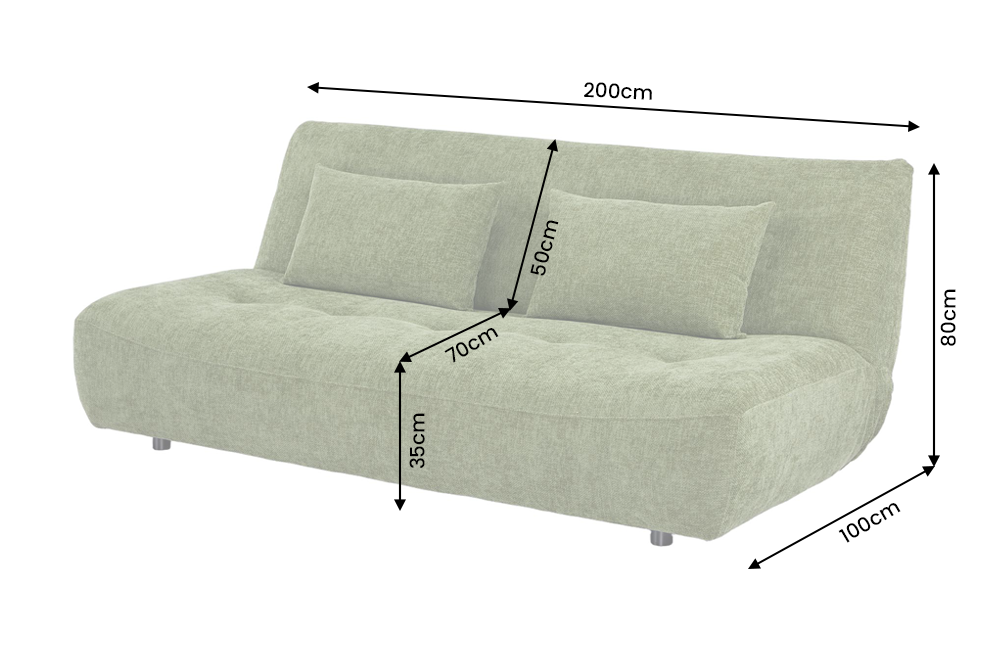 Schlafsofa ELYPSE 200cm 3-Sitzer Chenille grün