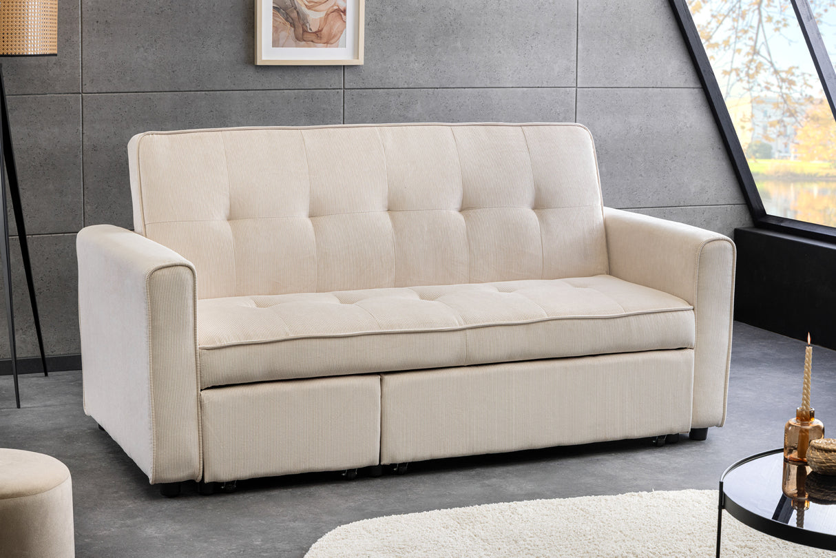 Sofa bed SMART 180cm 2-seater cord beige