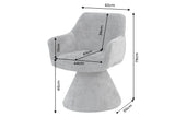 Swivel chair AMBIENTO 180° auto-return w/ armrests chenille grey