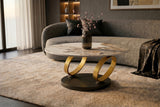 Coffee table DANCING RINGS round rotatable pandora ceramic matte gold rings