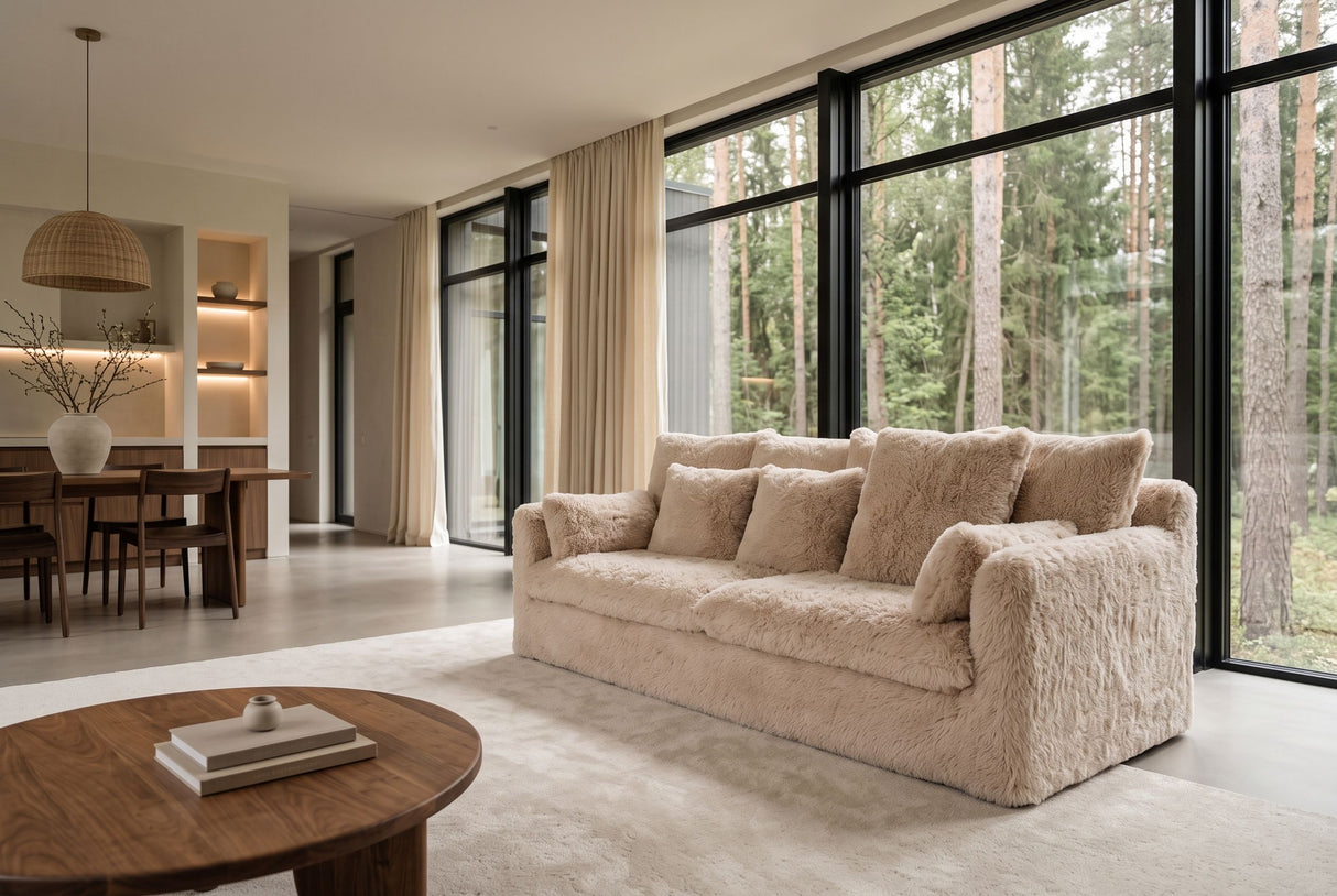Sofa YETI 200cm 3-Sitzer abziehbarer Bezug Champagner Beige