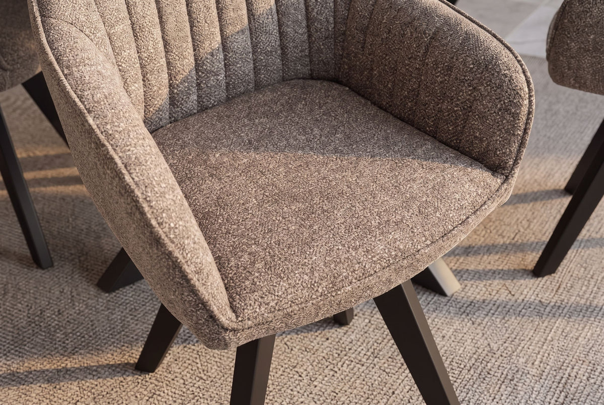 Swivel chair LIVORNO 180° auto-return w/armrests microfibre taupe