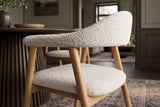 Chair VALHALLA WOOD w/ armrests textured fabric creamy and oak wood natural