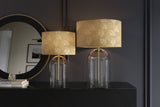Tischleuchte CLASSICO 50cm Lampenschirm weiß golden Glas transparent gold