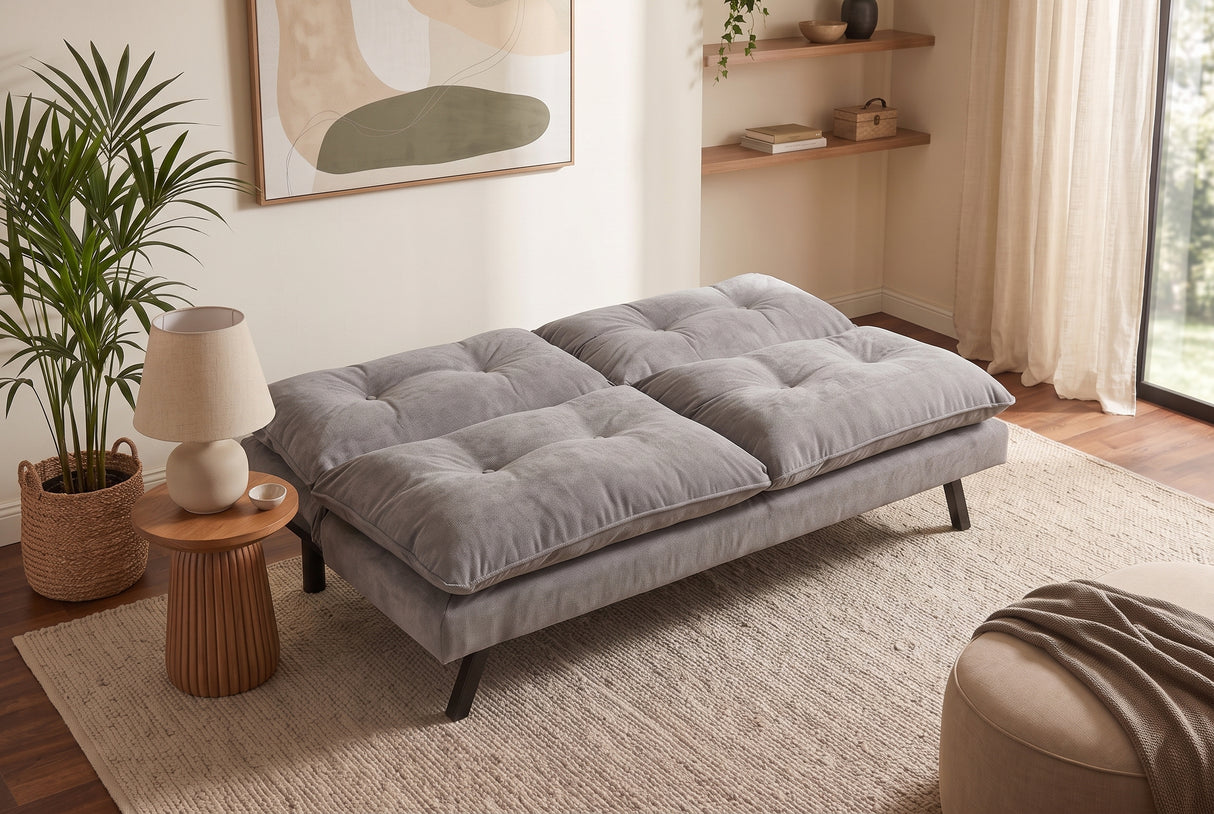 Sofa bed COCOONING 190cm 3-seater chenille grey