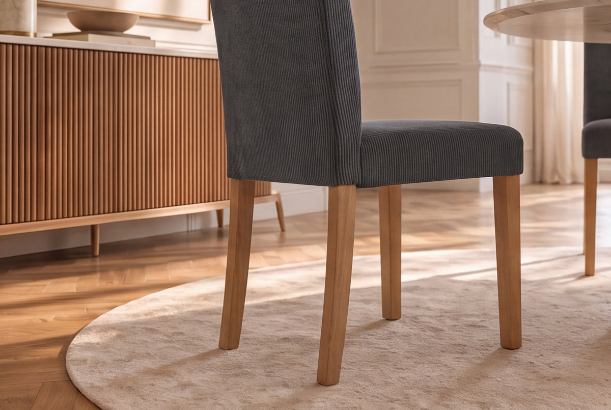 Stuhl GENUA Cord grau mit Kautschukholz-Beinen