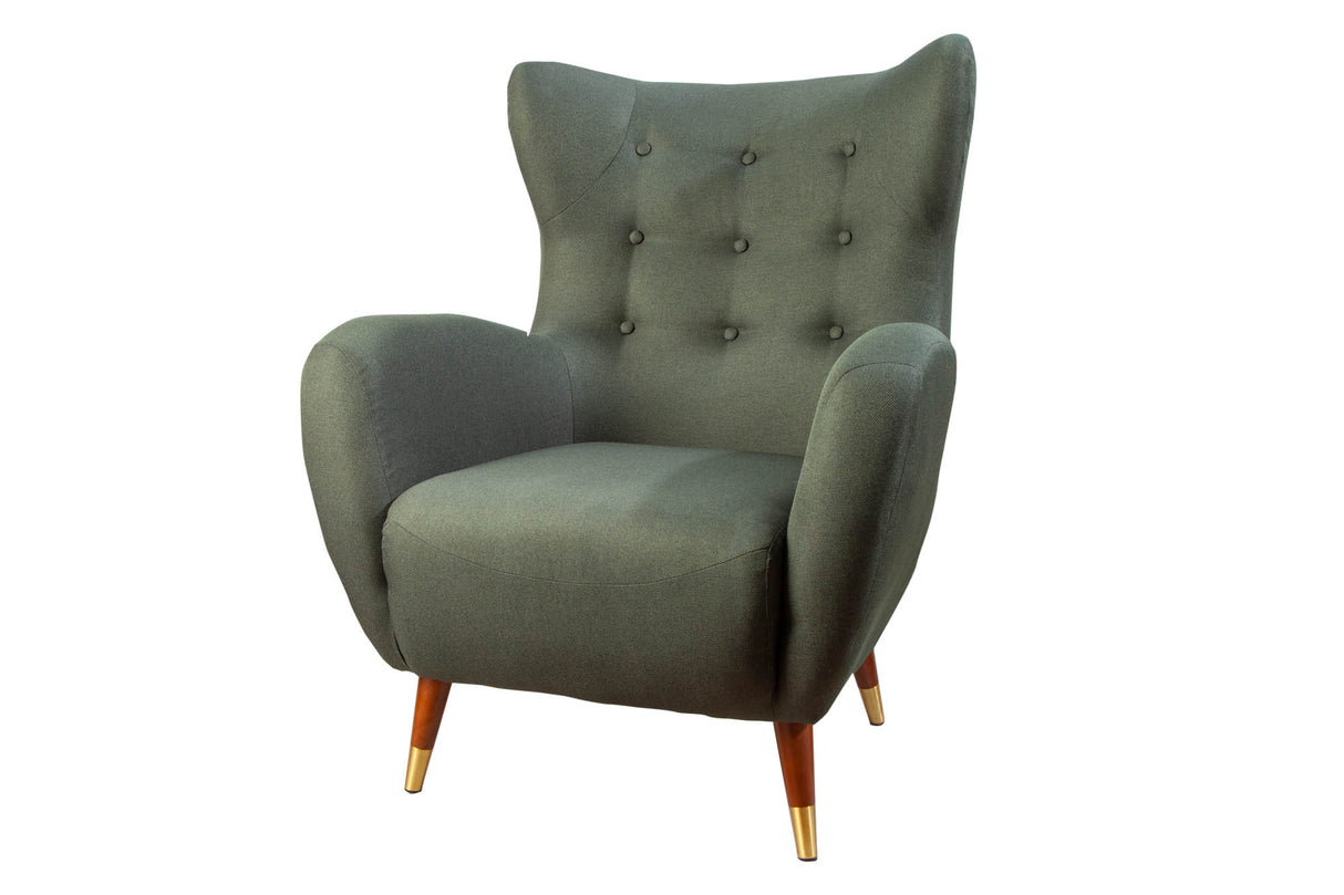 Wing chair DON flat woven fabric bottle-green