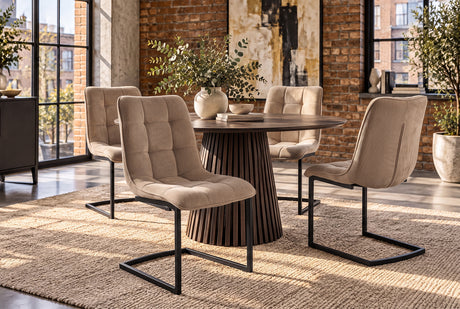 Cantilever chair MIAMI square quilting cord taupe w/ black metal frame