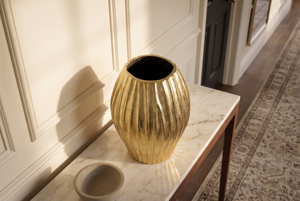 Dekovase ELEGANCE 30cm mit Hammerschlag-Effekt antik gold