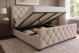 Bett ELYSIUM 160x200cm mit Stauraum Samt champagner