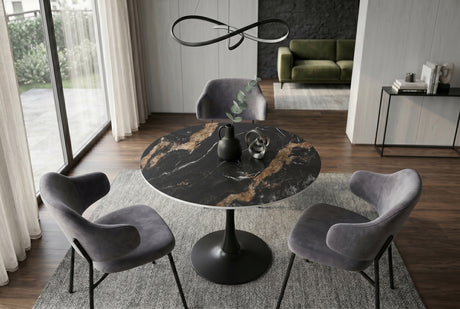 Bistro table LYON 80cm round aurora oro ceramic black gold sand