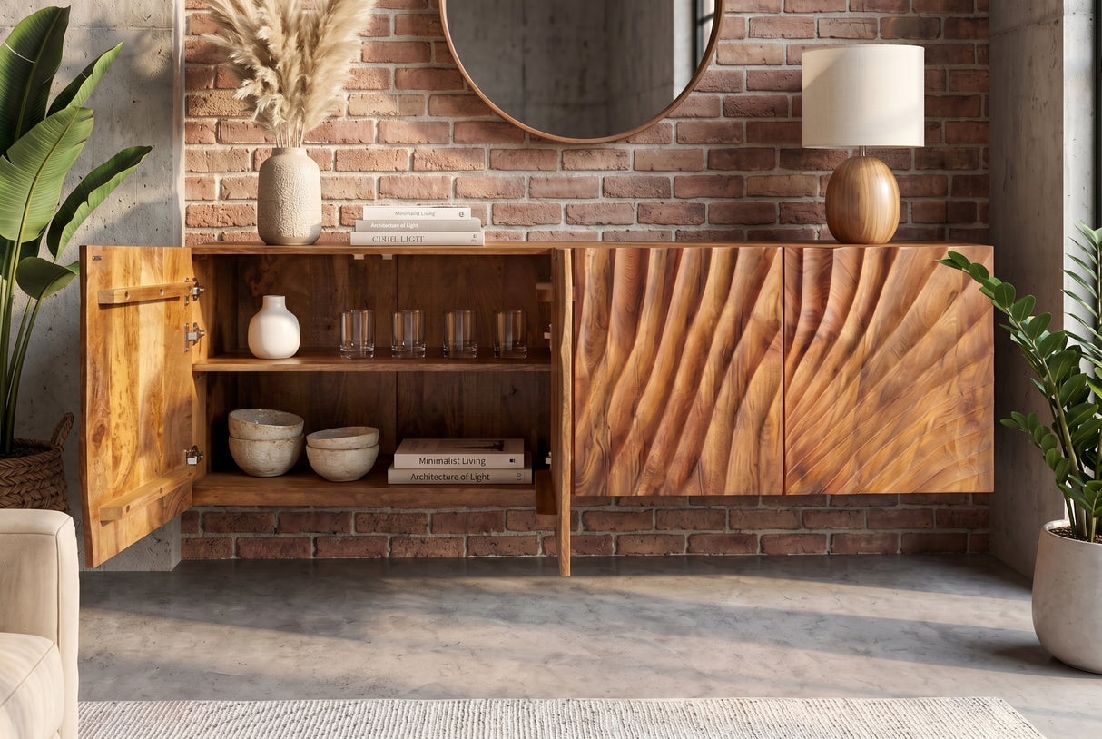 Sideboard SCORPION 180cm 3D hanging mango wood brown