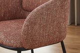 Chair FLORENZ w/ armrests textured fabric rust red and black metal frame