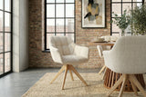 Swivel chair PAPILLON rotatable 180° w/ armrests chenille champagne beige oak