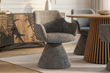 Swivel chair AMBIENTO 180° auto-return w/ armrests chenille grey