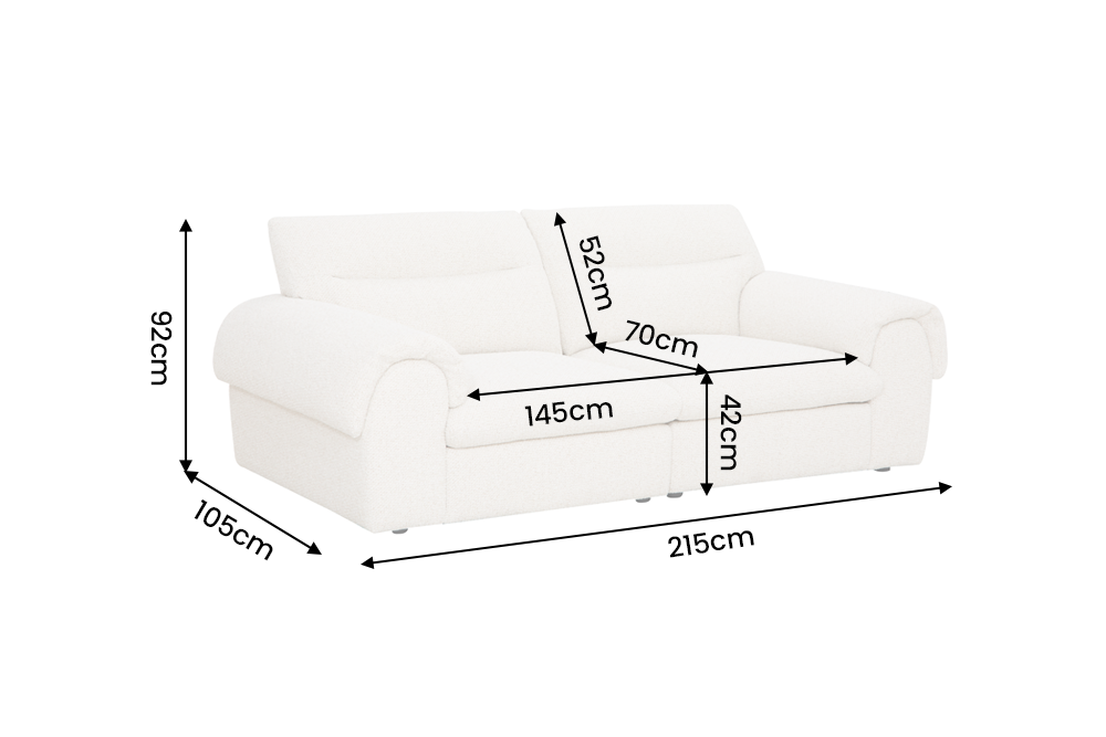 Sofa SIXTH SENSE 210cm 3-Sitzer Bouclé beige
