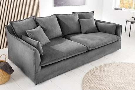 Sofa HEAVEN 200cm abnehmbarer Bezug Cord grau