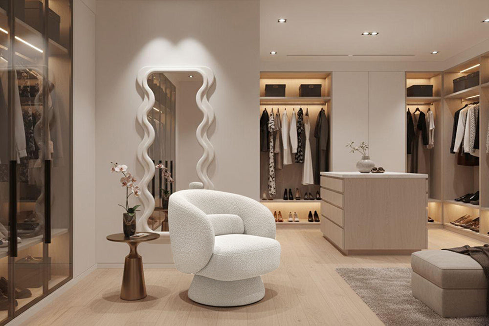 Armchair BOSSA NOVA 360° rotatable bouclé white