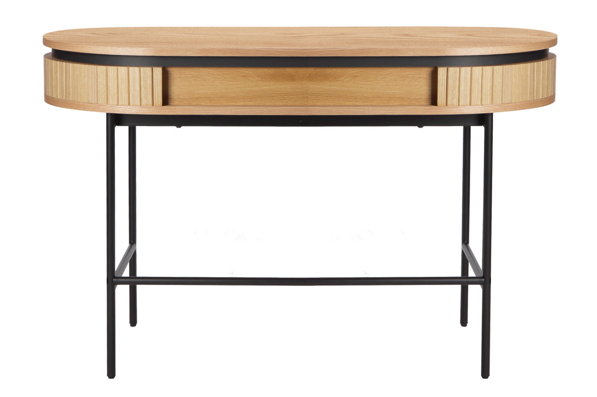 Office desk ATELIER 120cm natural oak wood look w/ black metal frame