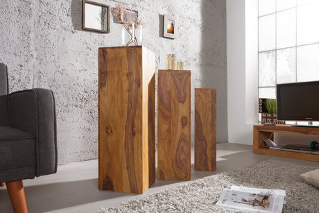 Decoration pillar MAKASSAR 60-80cm set of 3 sheesham