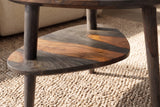 Coffee table ORGANIC LIVING 55cm w/ storage space sheesham wood grey smoke finish
