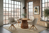 Swivel chair PAPILLON rotatable 180° w/ armrests velvet beige oak