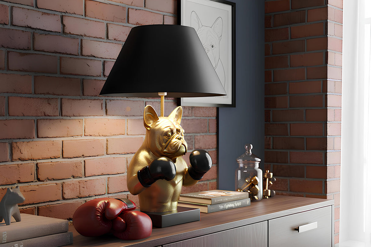 Tischleuchte BULLDOG 55 cm, gold, schwarzer Schirm