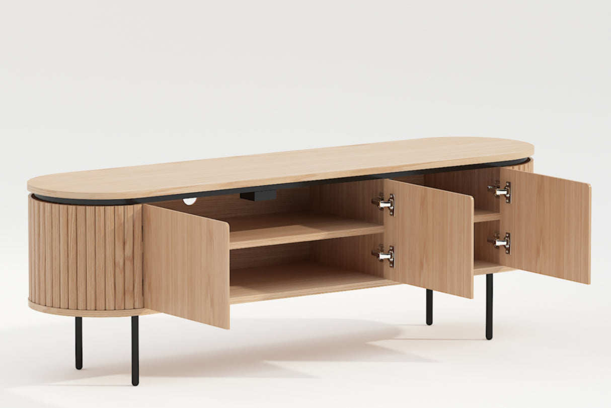 TV-Board ATELIER 160cm natural oak wood look w/ black legs