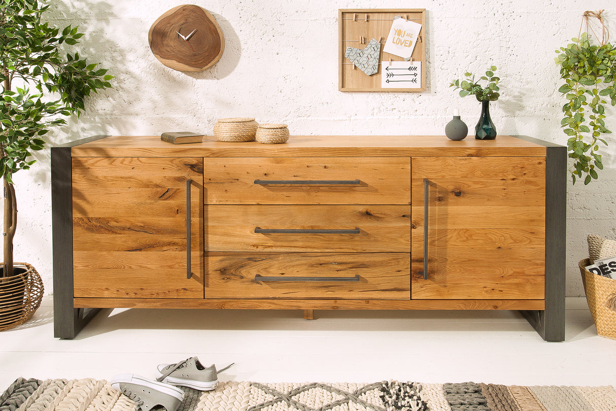 Sideboard THOR 200cm wild oak wood industrial style