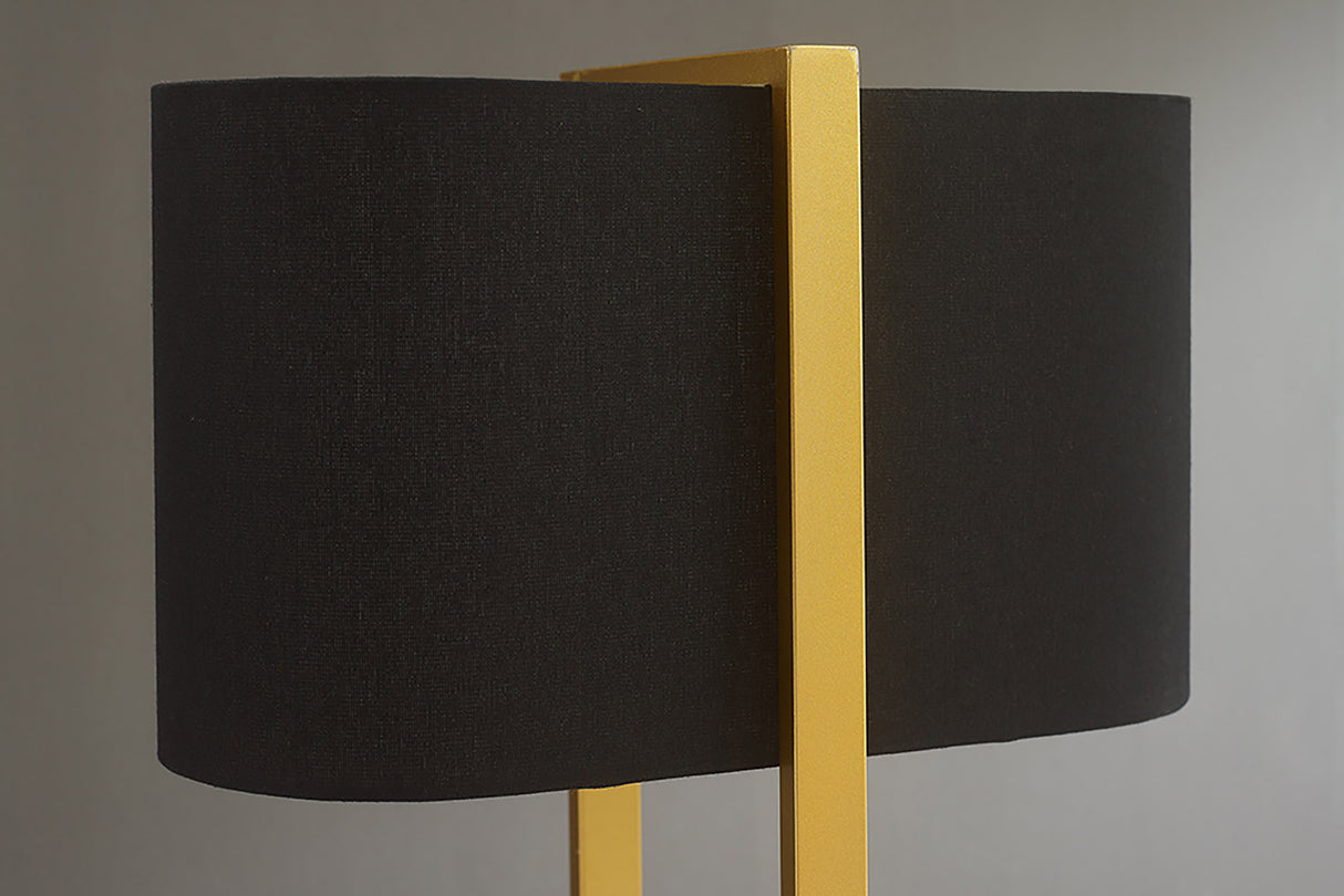 Floor lamp COLLEEN 160cm metal gold w/ black base and lampshade