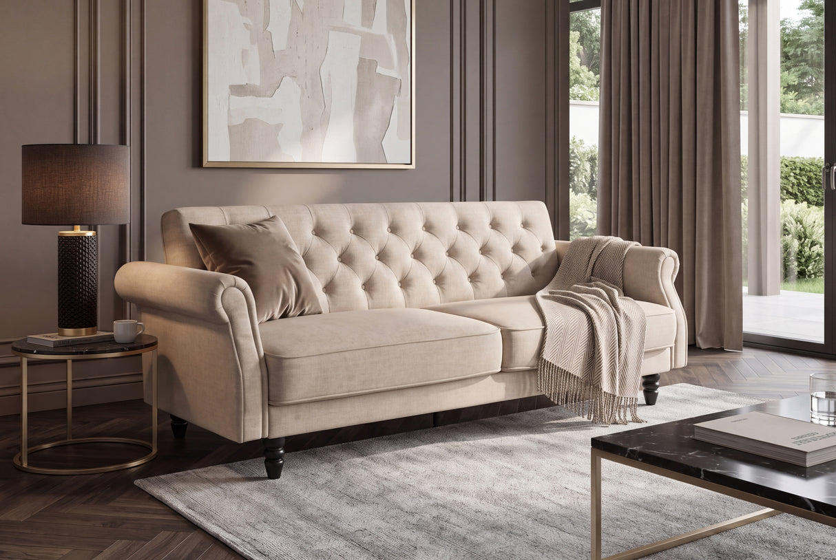 Schlafsofa MAISON BELLE AFFAIRE 220cm Samt Vogue Champagner Beige