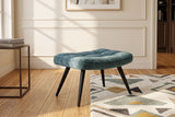 Stool SCANDINAVIA 40cm stitched seat velvet petrol w/ black metal legs