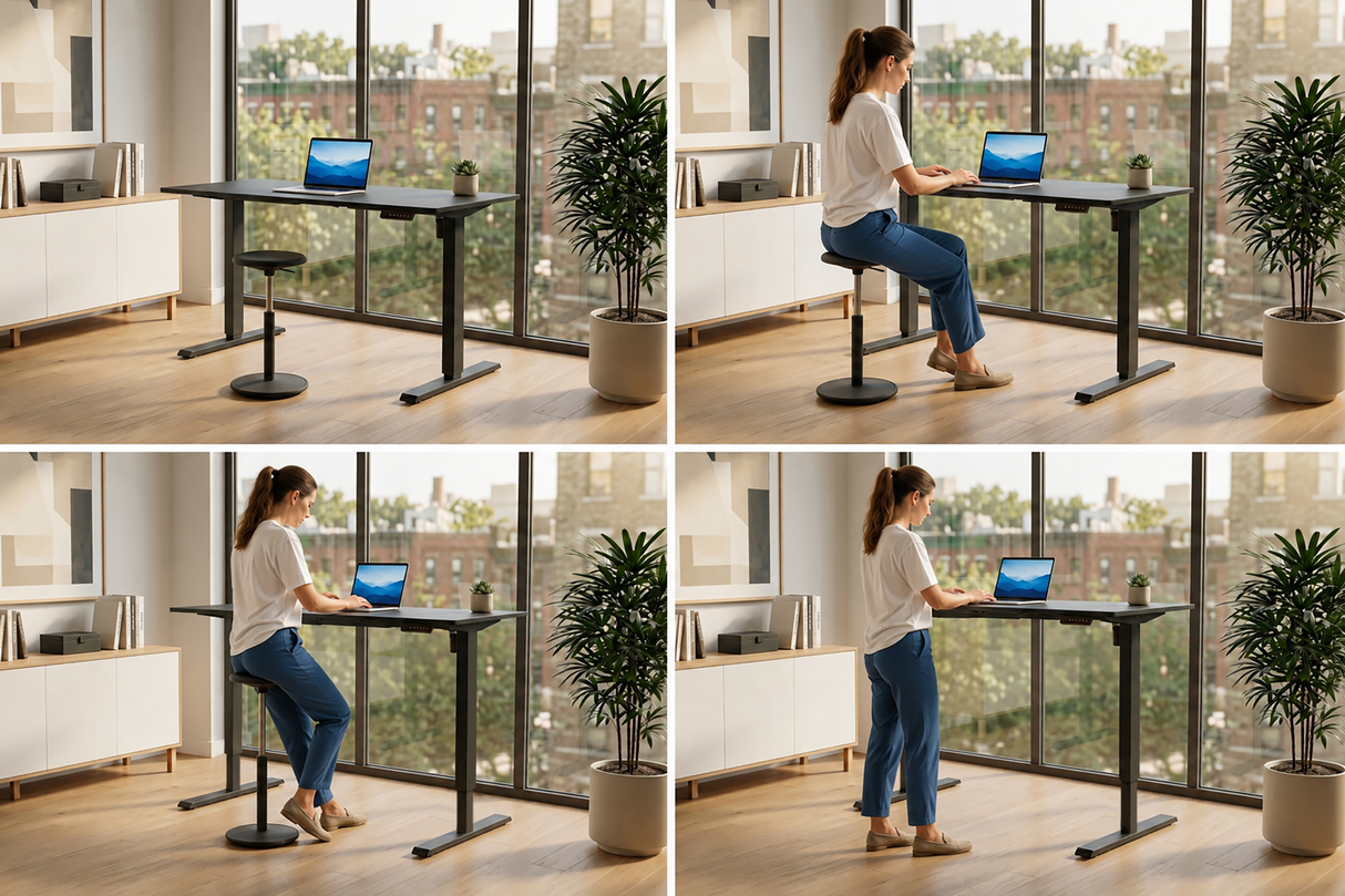 Bürotisch BLACK DESK 140cm höhenverstellbar anthrazit mit schwarzem Gestell