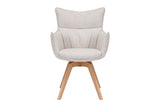 Drehstuhl VOGUE 360° drehbar Strukturstoff beige mit Eichengestell natur