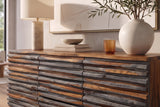 Sideboard RELIEF 160cm sheesham wood smoke finish