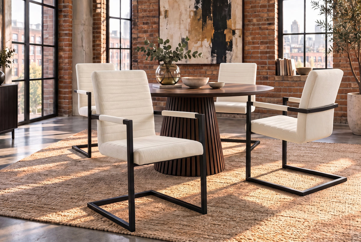 Cantilever chair LOFT w/ armrests cord beige metal frame black