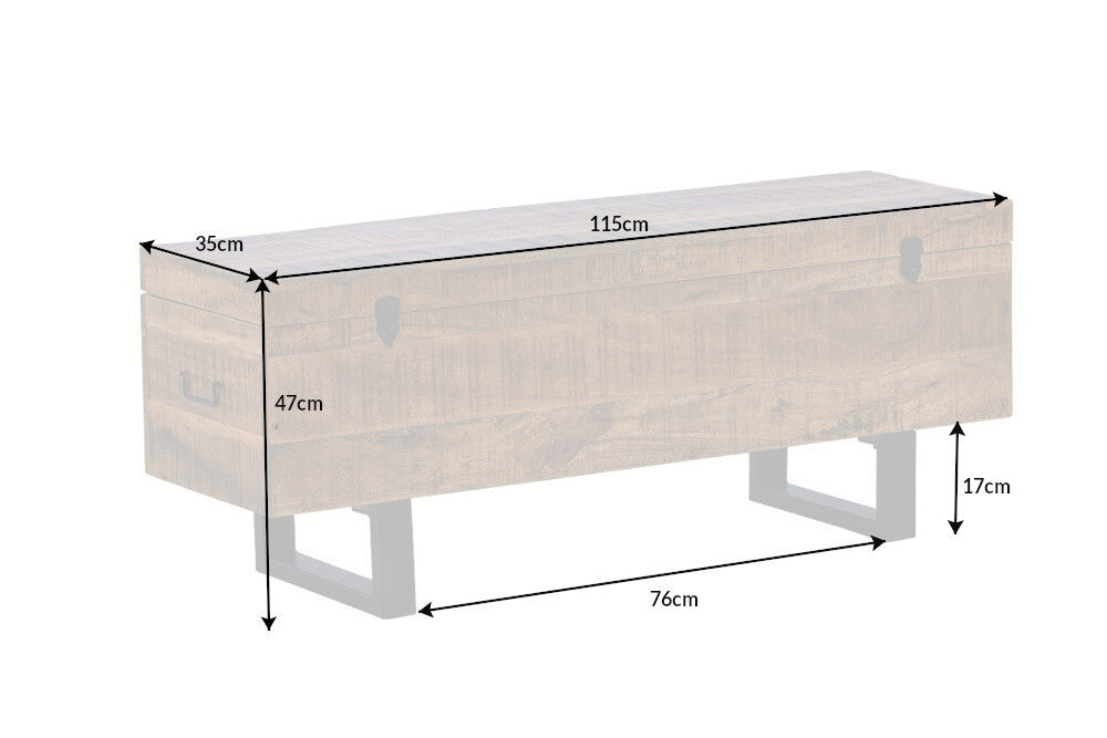 Banc casier FACTORY LOFT 115cm en bois de manguier naturel