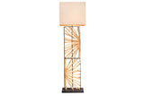 Floor lamp EUPHORIA 165cm lampshade beige longan wood natural