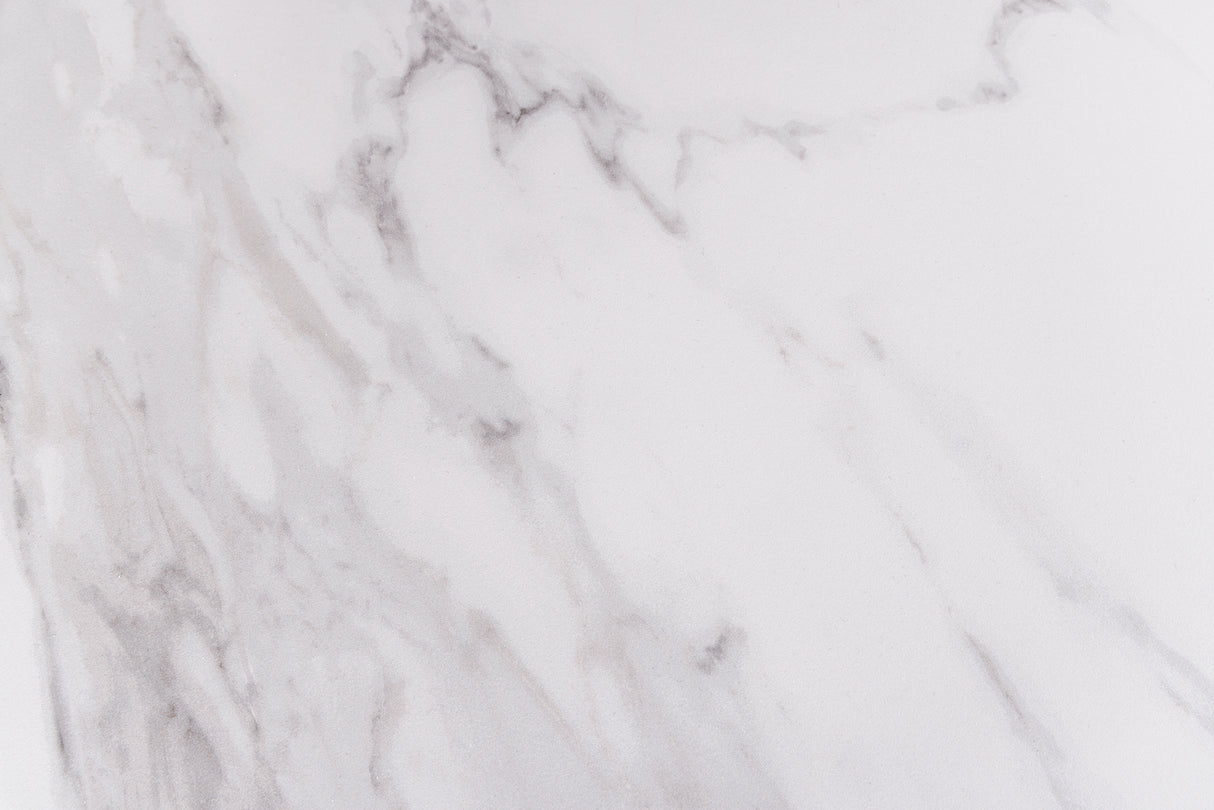 Dining table ETERNITY 160-200cm white marble look ceramic with tempered glass