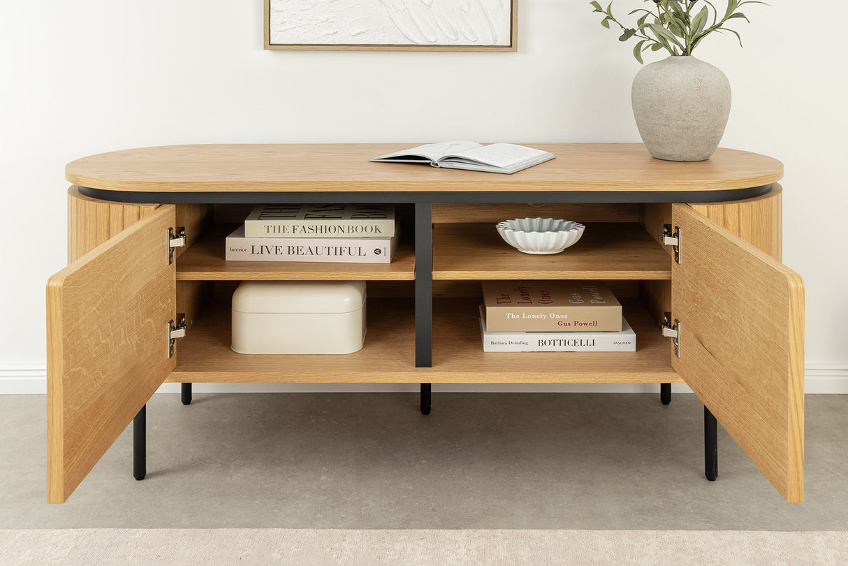 TV-Board ATELIER 120cm natural oak wood look w/ black legs