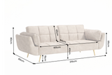 Schlafsofa BOUTIQUE 215cm 3-Sitzer Samt Champagner Beige